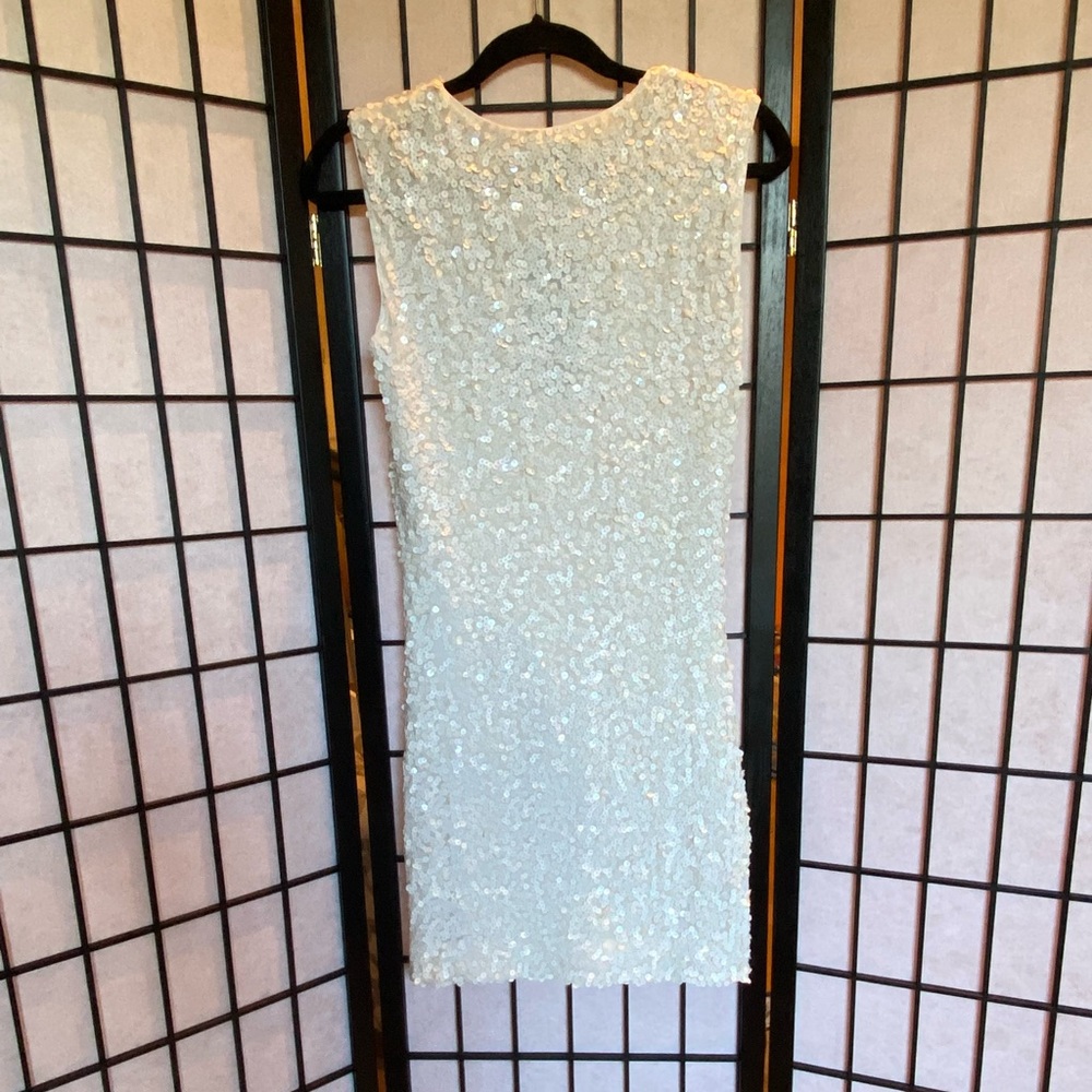 Rachel Zoe White Sequined Sleeveless Dress Sz S